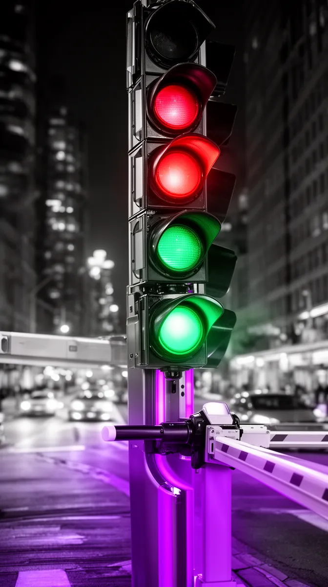 Traffic light metaphor showing only some predictive analytics signals trigger concrete business actions