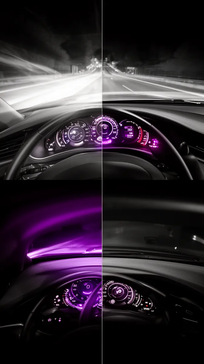 Instrument cluster view contrasting abrupt vs staged ADAS alerts and handoff patterns