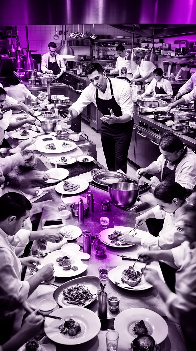 Restaurant kitchen metaphor for agent orchestration and coordination patterns at scale