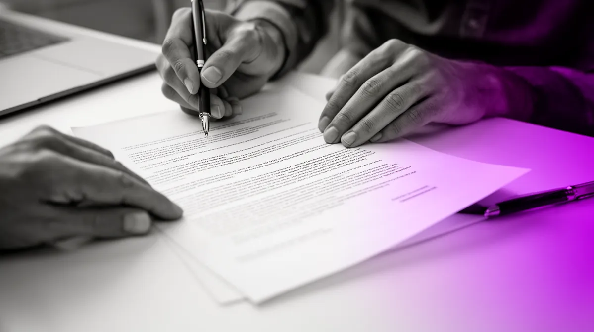 Contract review scene for an AI development outsourcing agreement