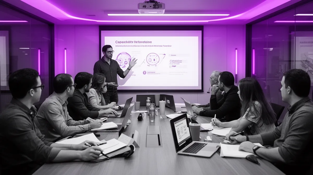 Workshop session representing capability transfer in ai development outsourcing