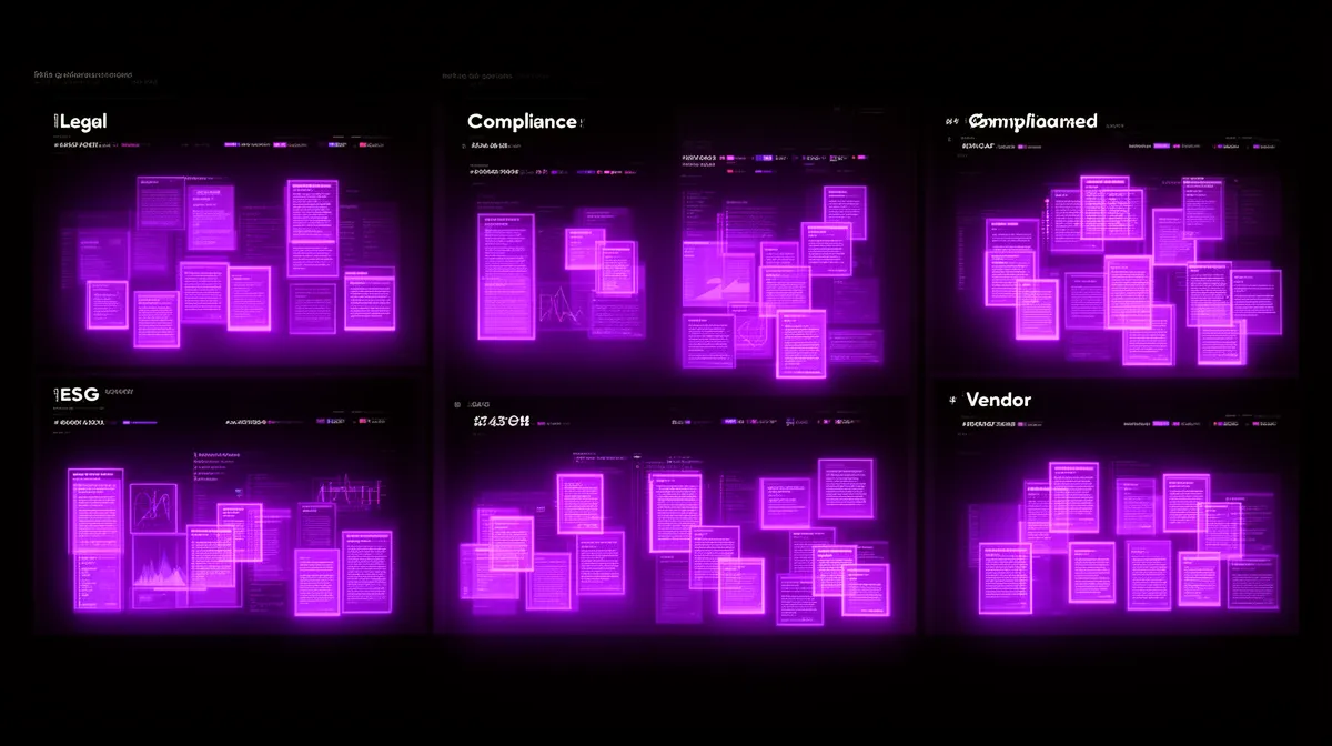 Dashboard-style view of AI due diligence red flags across legal, compliance, ESG, and vendor categories