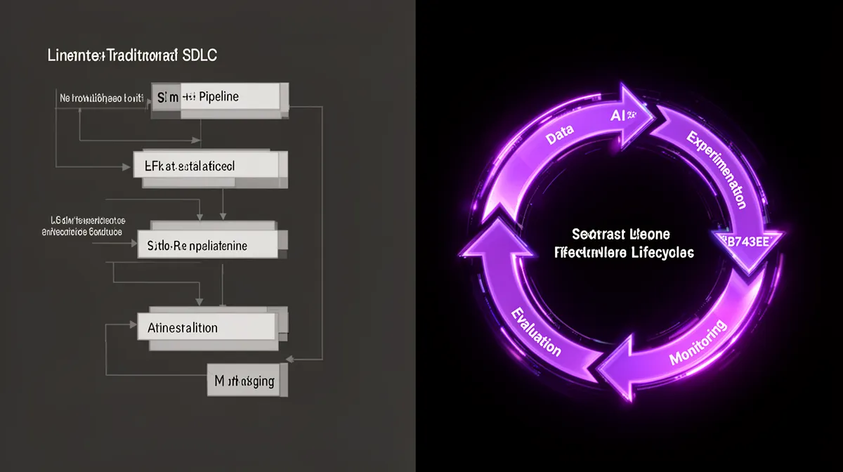 Visual contrast between traditional SDLC and AI-native development lifecycle