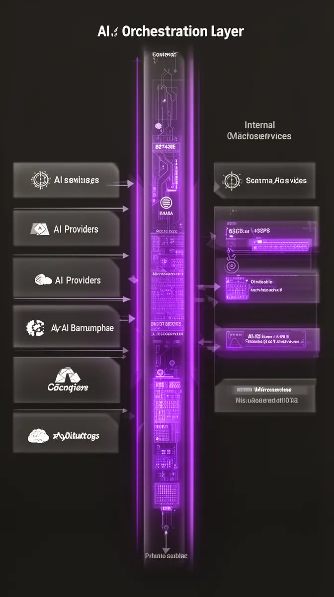 Architecture showing ai orchestration layer used in ai api integration patterns