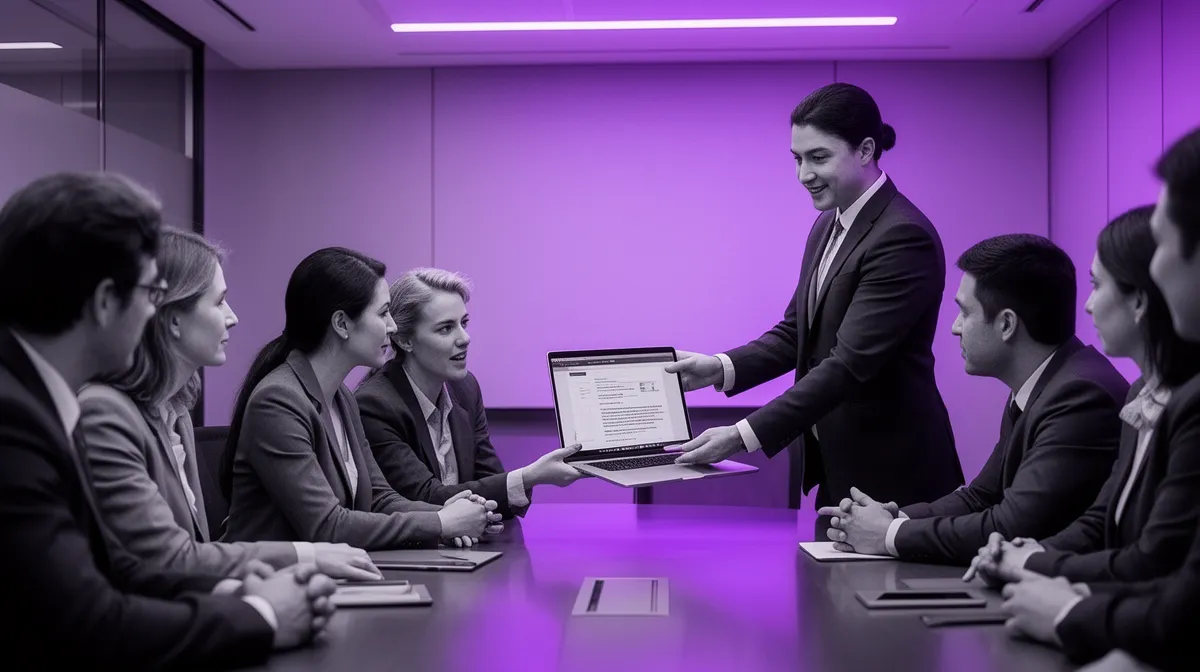 B2B buyer group watching an AI product demo designed to prove ROI