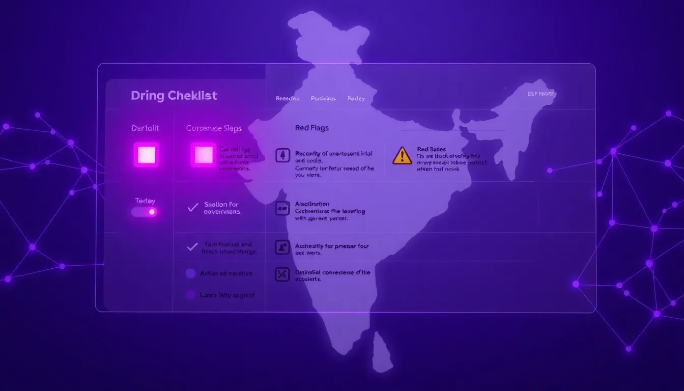 Governance checklist visualizing red flags and due diligence steps for selecting an AI development company in India