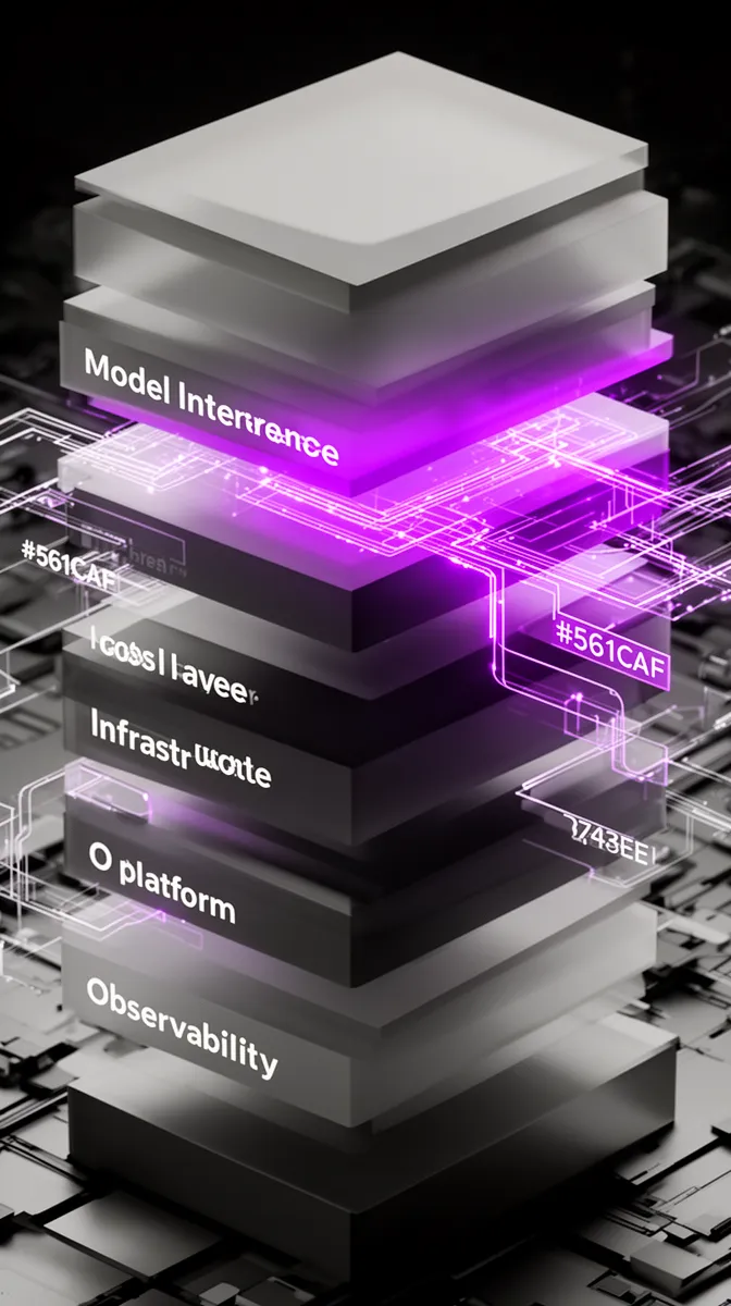 Layered cost stack showing inference as dominant cost in AI web services