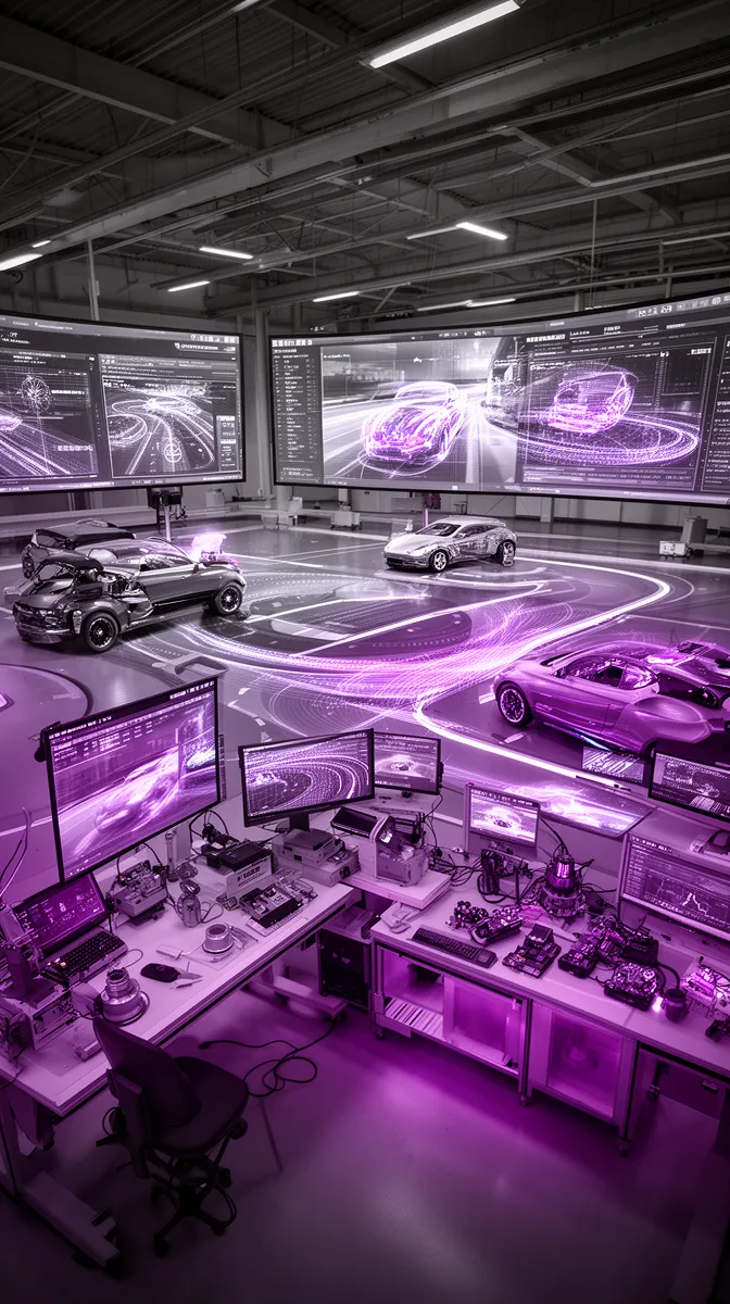 Automotive AI validation and safety testing environment with test vehicles and lab systems