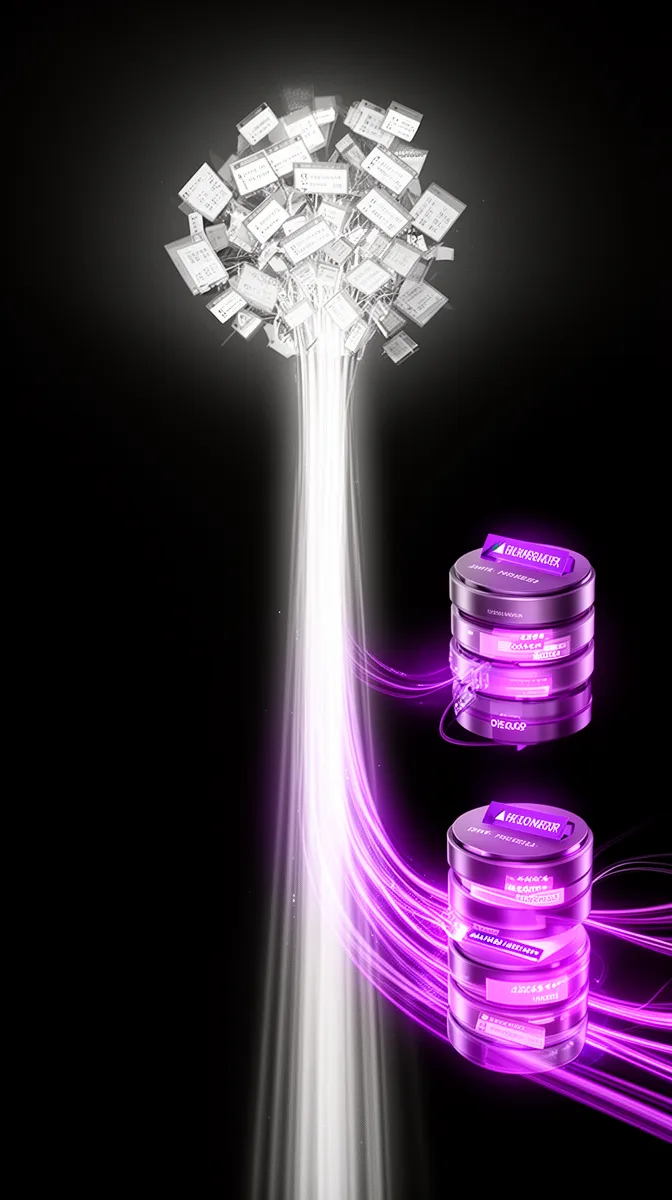 Conceptual visualization of batching and caching reducing AI inference cost