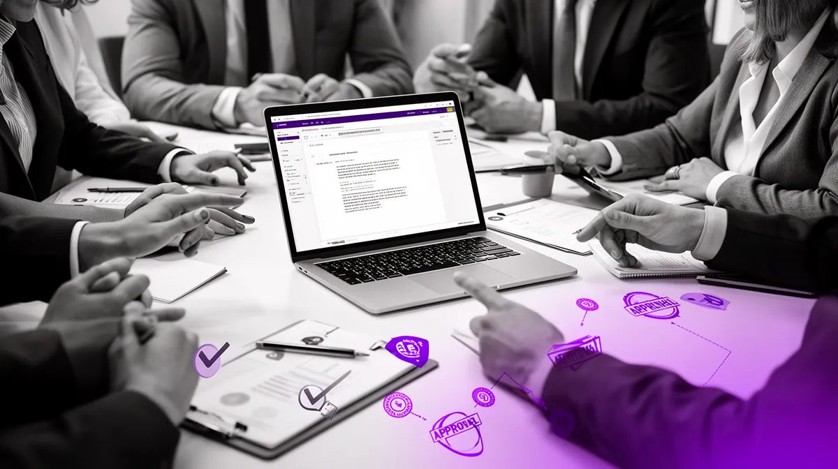 Marketing team conducting brand-safe AI content review and approvals