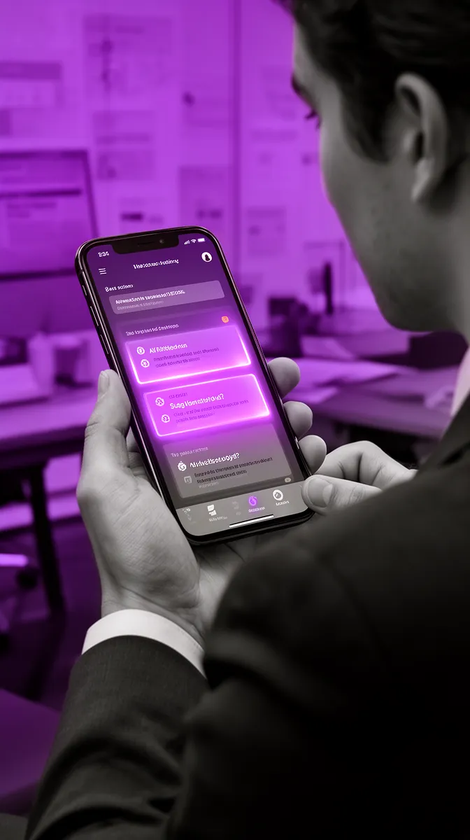 Business user reviewing AI-suggested actions as part of a scoped MVP for custom AI model development