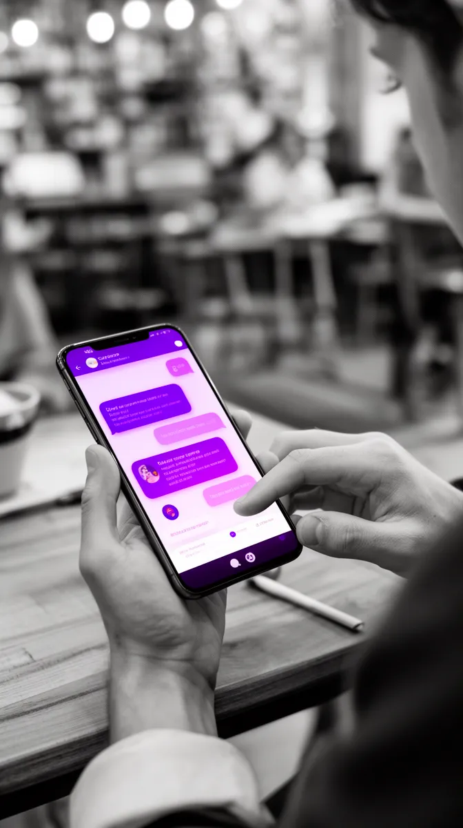 User interacting with a chat-based AI prototype in a real-world context
