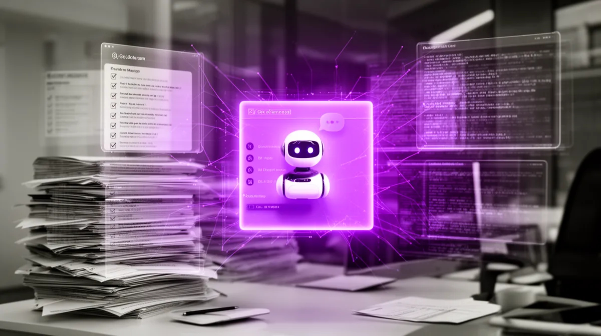 Enterprise chatbot surrounded by compliance policies, checklists, and audit logs