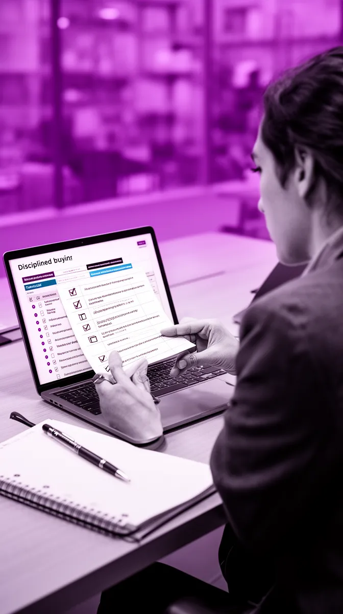 Leader using a checklist to evaluate deep learning consulting firms objectively