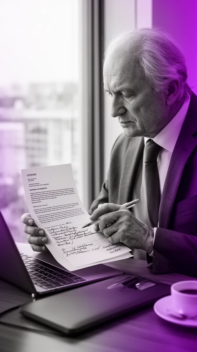 Executive reviewing a decision memo before choosing an AI consulting firm