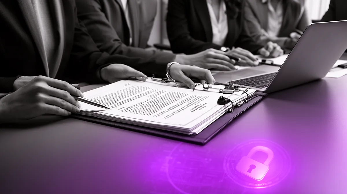 Compliance team reviewing HIPAA and security documents for an AI vendor