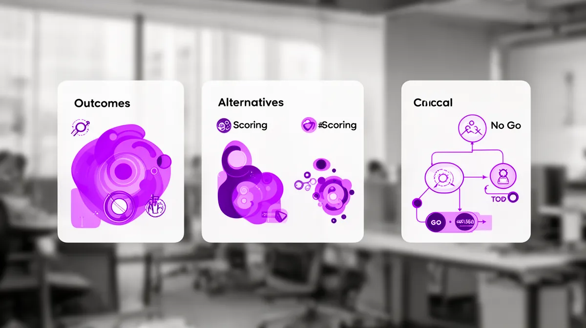 Decision framework panels representing a conversational AI fit framework for businesses