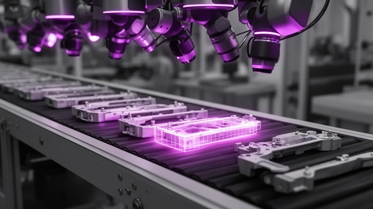 Conveyor capturing labeled defect images for AI training dataset