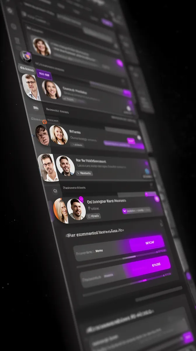CRM-like interface mock showing customers with embedded risk indicators and suggested actions powered by predictive analytics