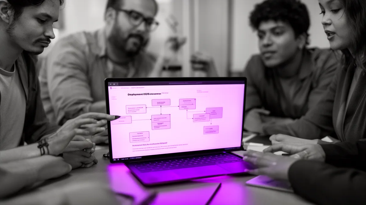 Cross-functional team planning deployment for AI model development services