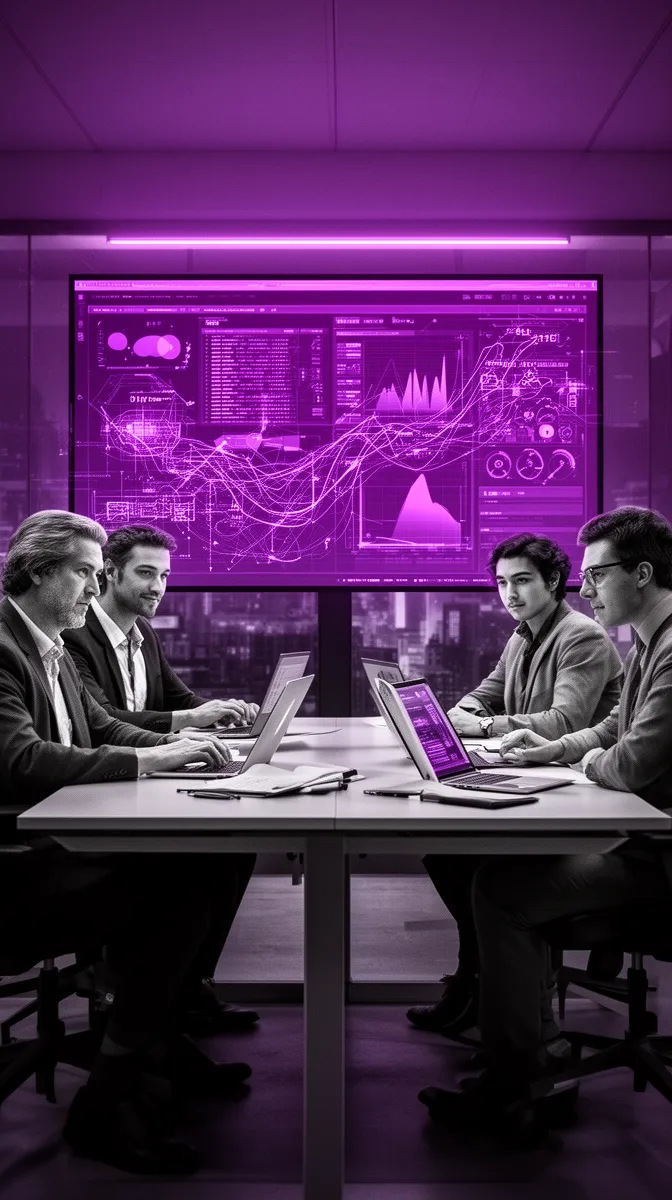 Cross-functional team collaborating on AI project to build internal capability and ownership