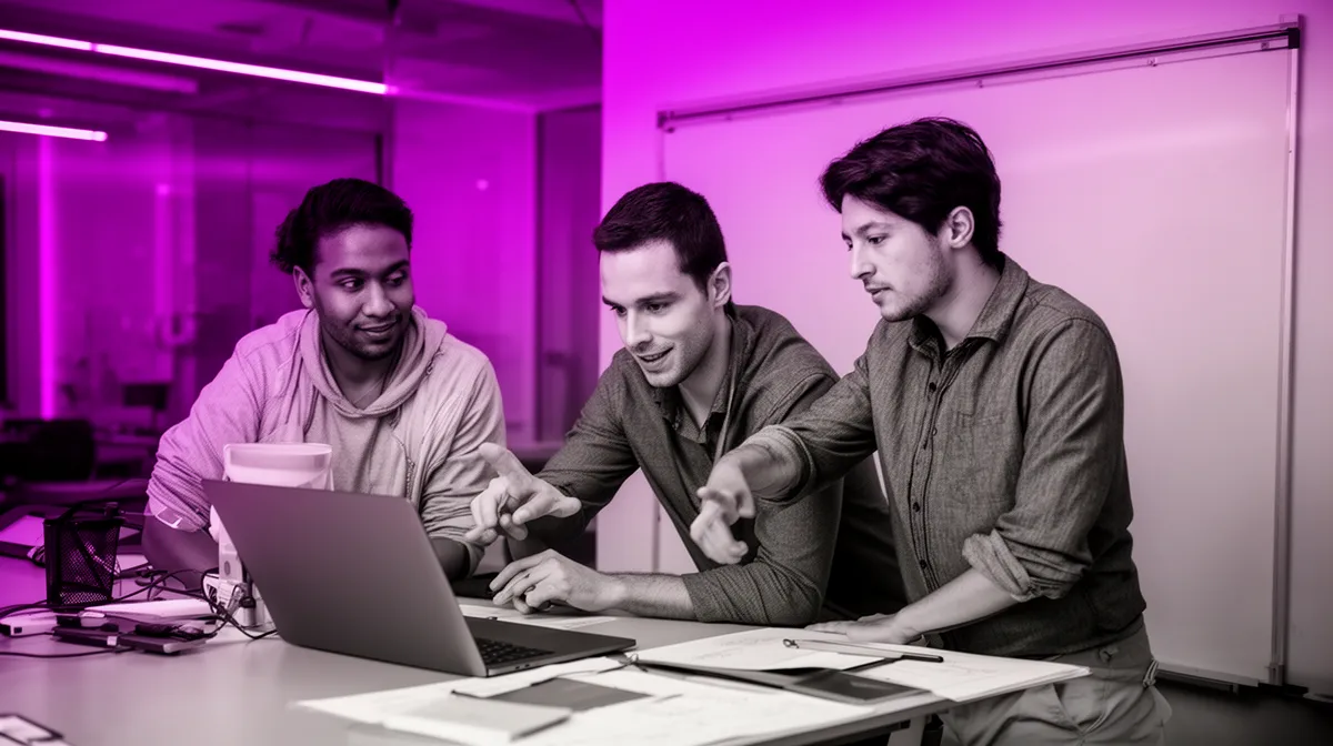 Team collaboration on an enterprise AI roadmap before custom LLM development