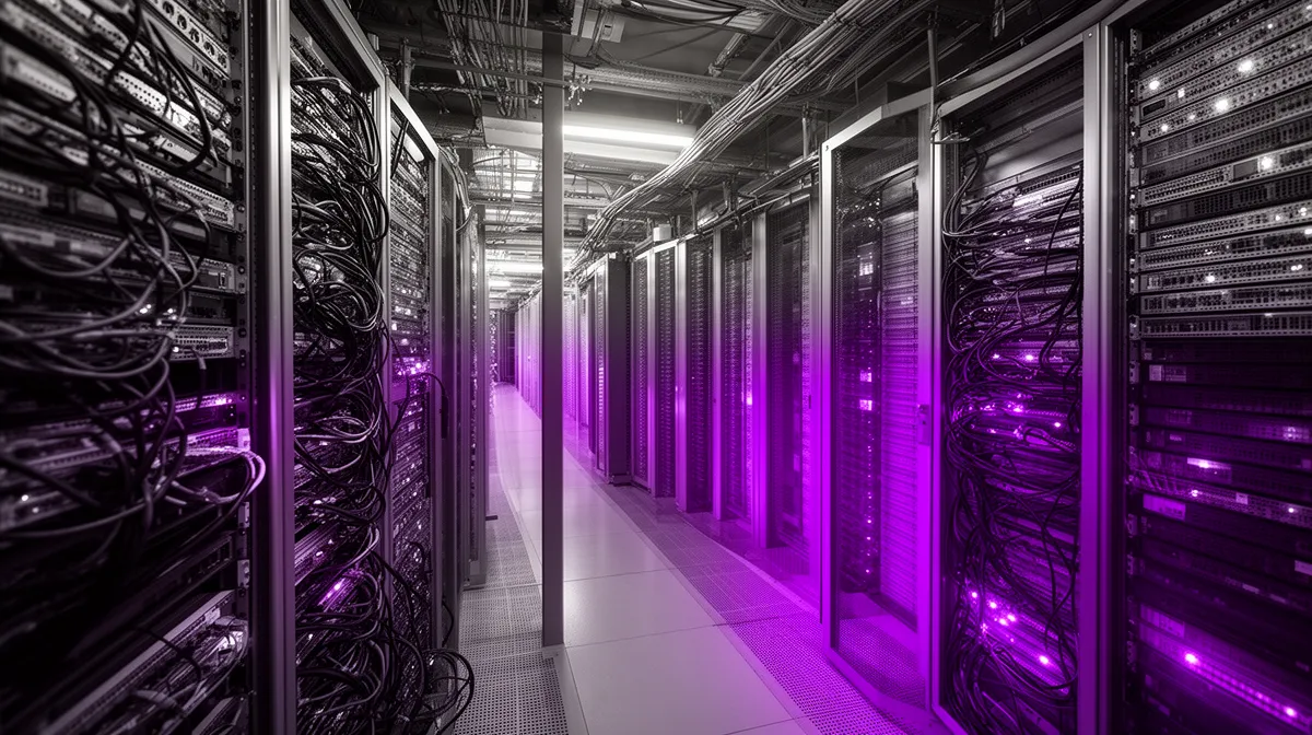 Server racks illustrating total cost of ownership for custom LLM development infrastructure