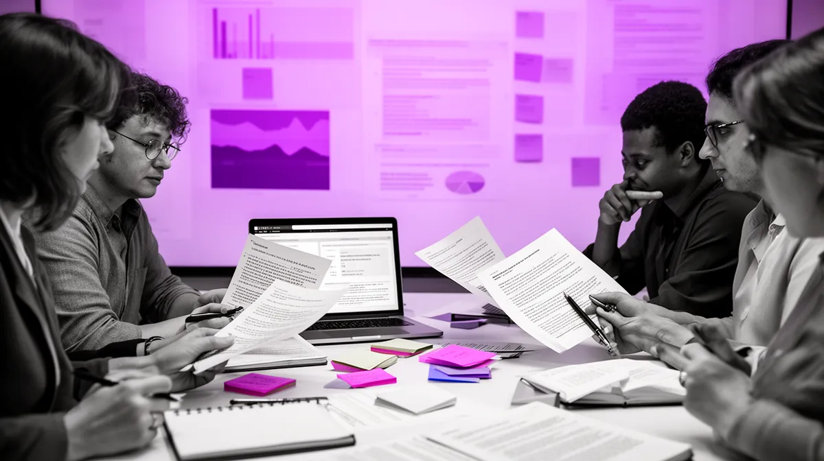 Customer satisfaction optimization meeting reviewing voice of the customer feedback