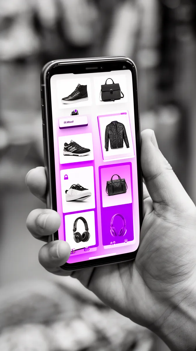 Shopper browsing a varied product feed representing diversity injection in recommendations