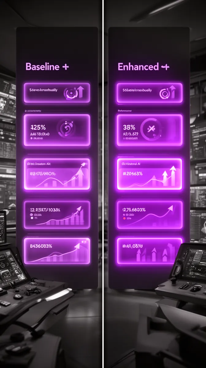 Dashboard-style comparison of KPIs for Einstein-only versus Einstein plus external AI integrations in Salesforce