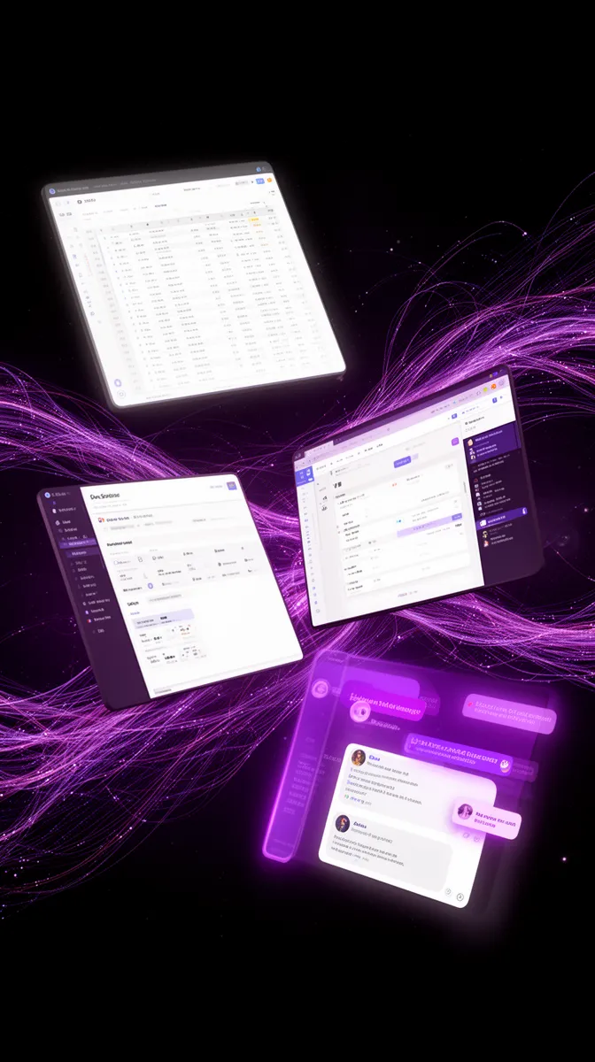 Multiple tools with embedded AI panels illustrating integration patterns for financial analytics AI