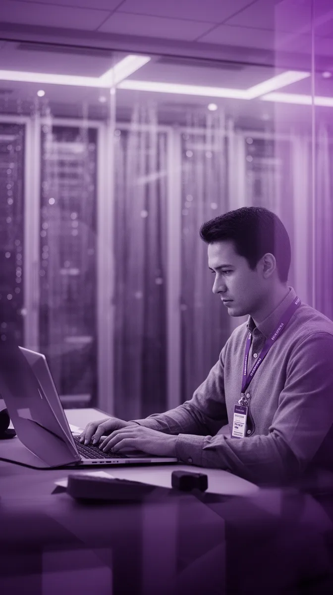 Engineer working on audit trails and monitoring for regulated AI systems