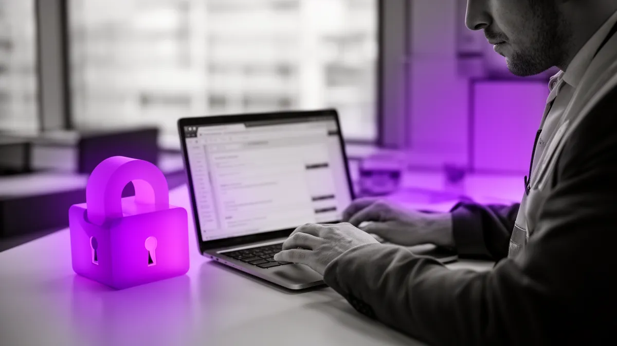Engineer reviewing access controls as part of secure chatbot development architecture