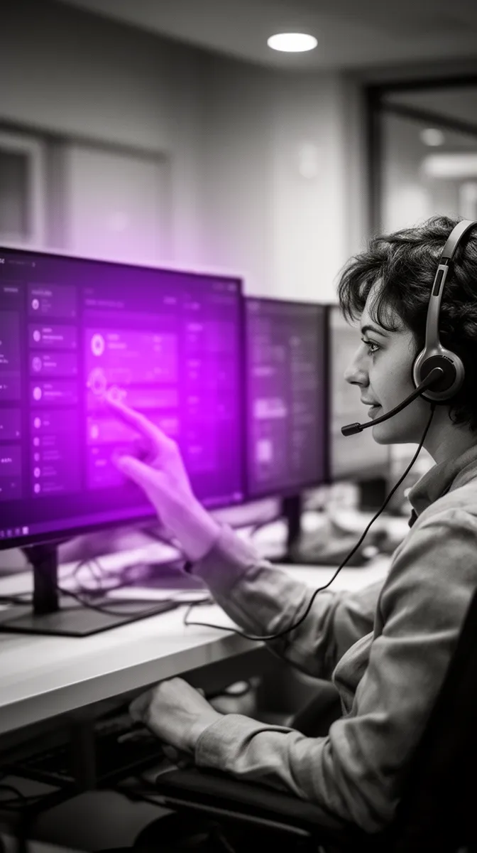 Support agent using an AI assistant inside an enterprise workflow