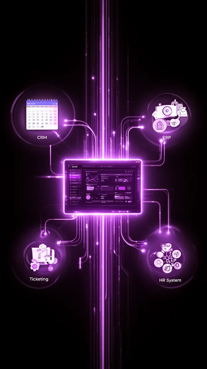 Enterprise AI assistant orchestrating integrations across core business systems