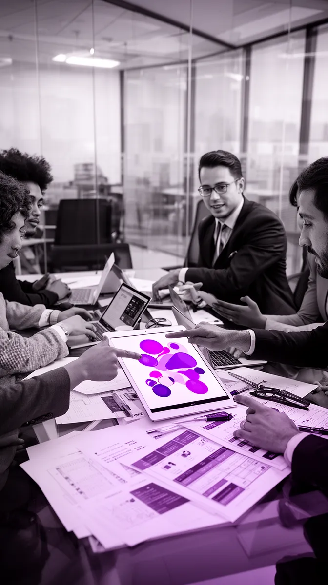 Cross-functional team collaborating on AI governance and risk assessment