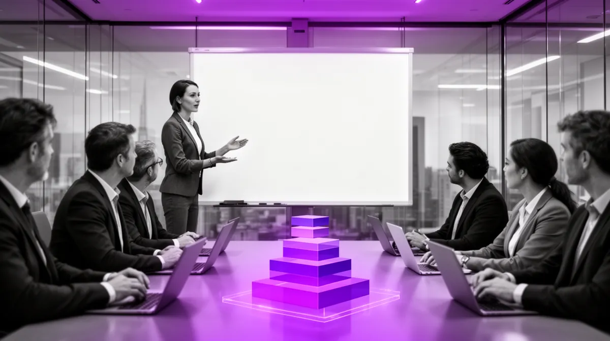 Enterprise team aligning on AI language model training strategy framework