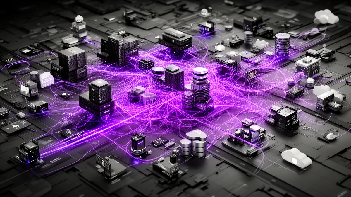 Complex enterprise architecture showing integration challenges for AI consulting company projects