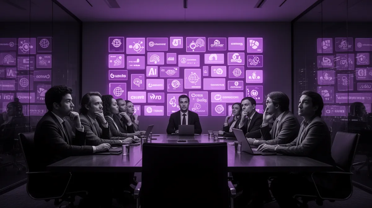 Enterprise leaders evaluating logos while choosing the best AI development company