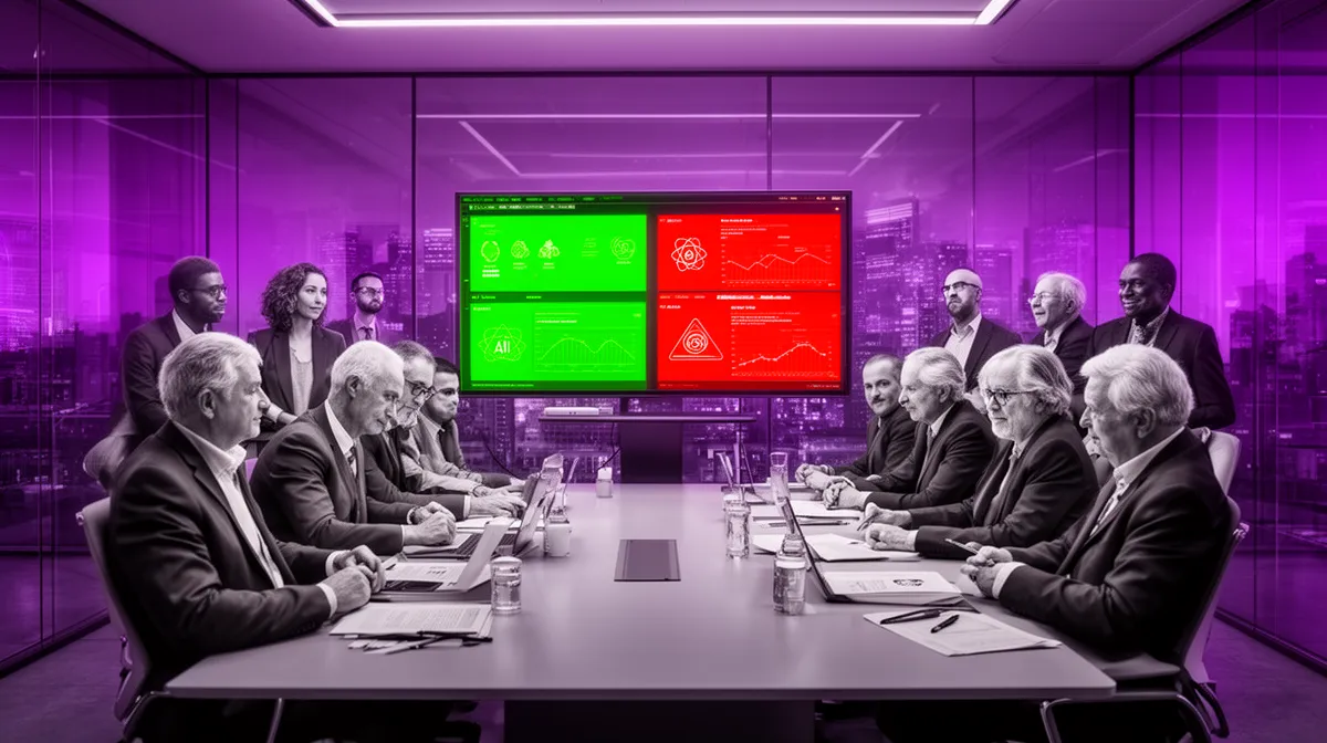 Enterprise leaders reviewing AI project outcomes and LLM implementation risks in a boardroom