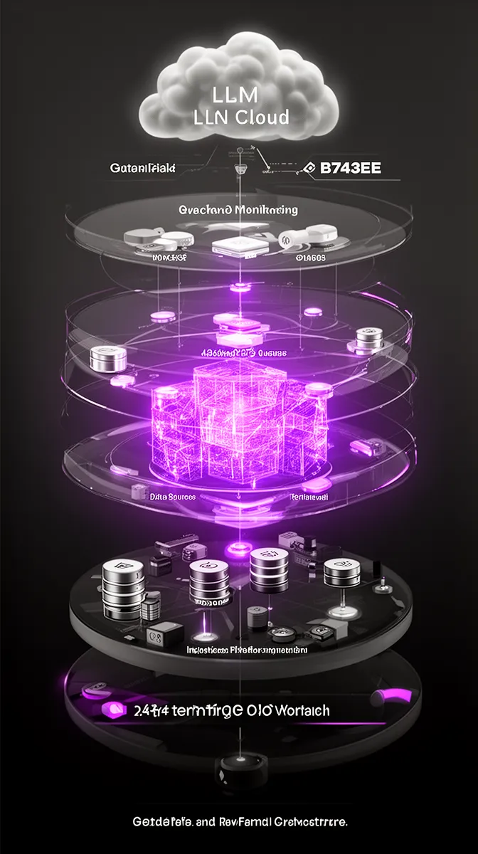 Layered enterprise RAG architecture stack showing retrieval, vector database integration, and governance