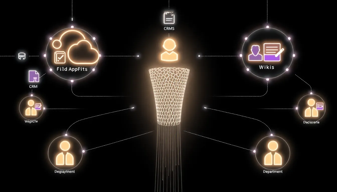 Diagram of an enterprise RAG knowledge fabric unifying siloed systems for better enterprise search