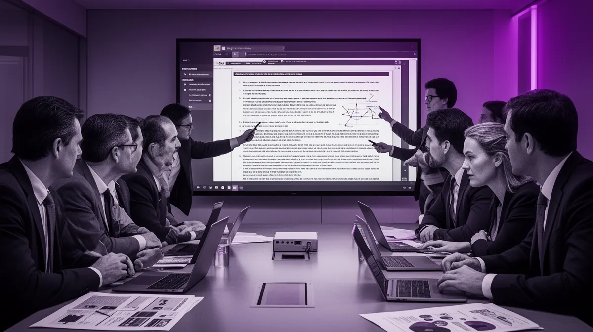 Enterprise team reviewing a complex proposal for deep learning consulting services