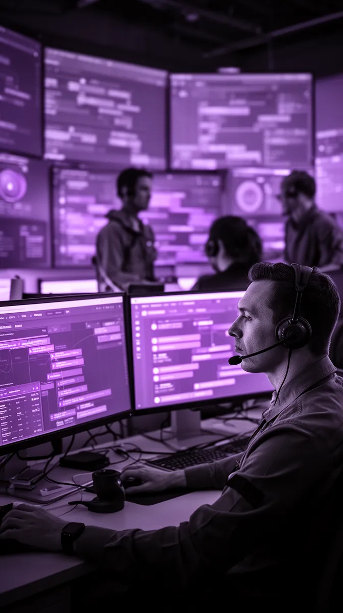 Frontline support team environment illustrating agent performance metrics and operational efficiency