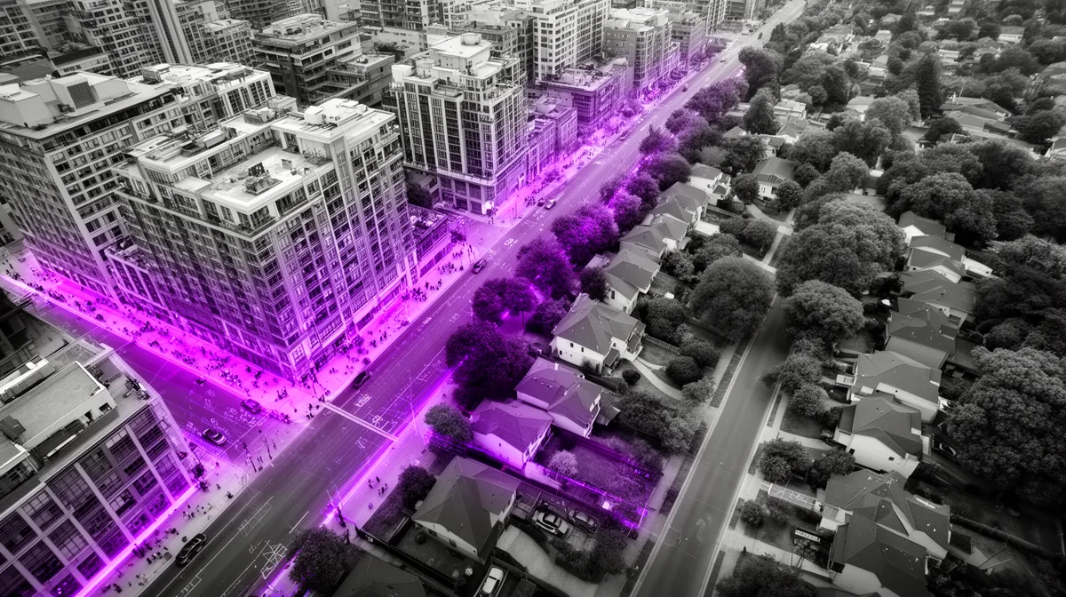 Contrasting city neighborhoods illustrating hyperlocal real estate market differences