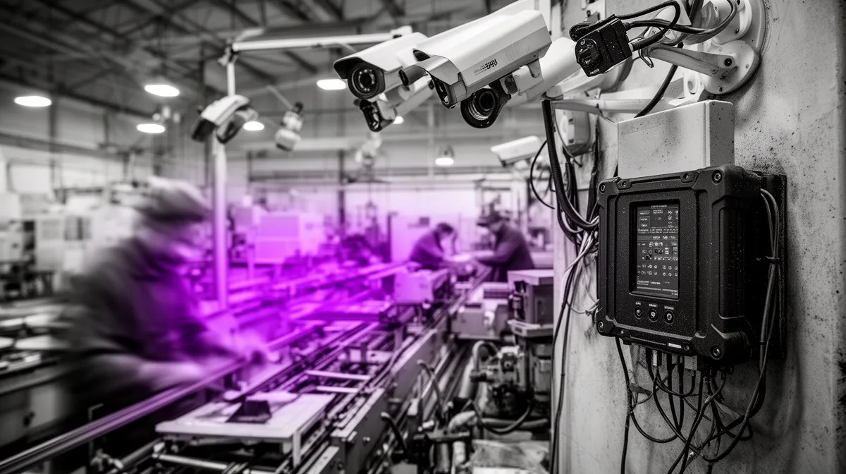 Industrial environment with cameras and edge devices illustrating real-world computer vision development services challenges