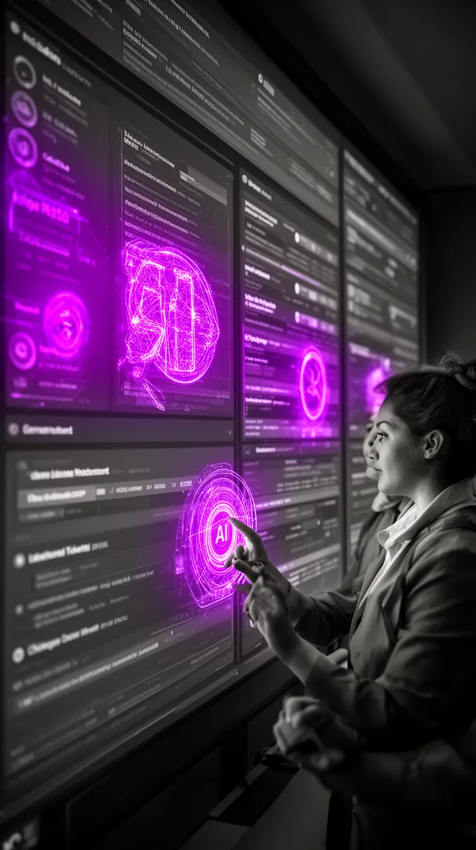 Conceptual ITSM dashboard highlighting AI-related incidents and change processes