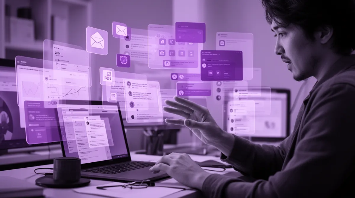Knowledge worker overwhelmed by data silos before enterprise data search AI unifies sources