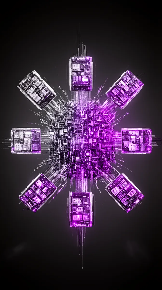 Large AI model branching into smaller optimized models for scalable machine learning deployment