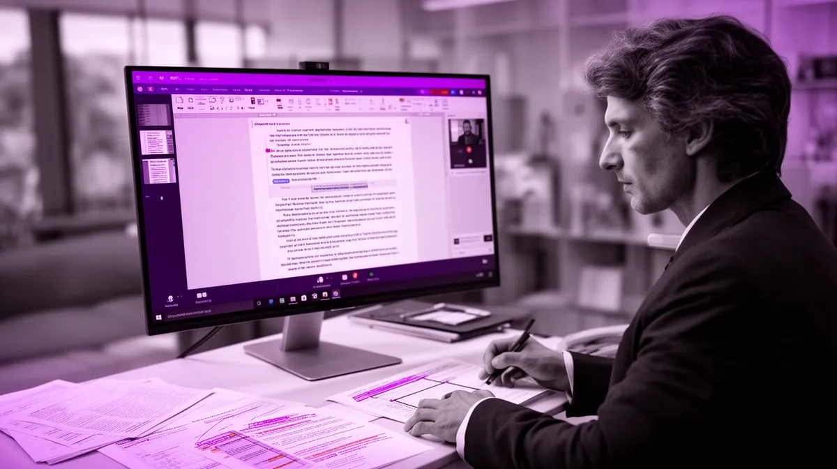 Lawyer reviewing contract during legal AI automation workflow oversight